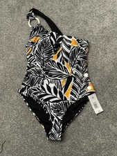 Bnwt Matalan black gold button detail swimsuit swimming costume size 10 rrp £21