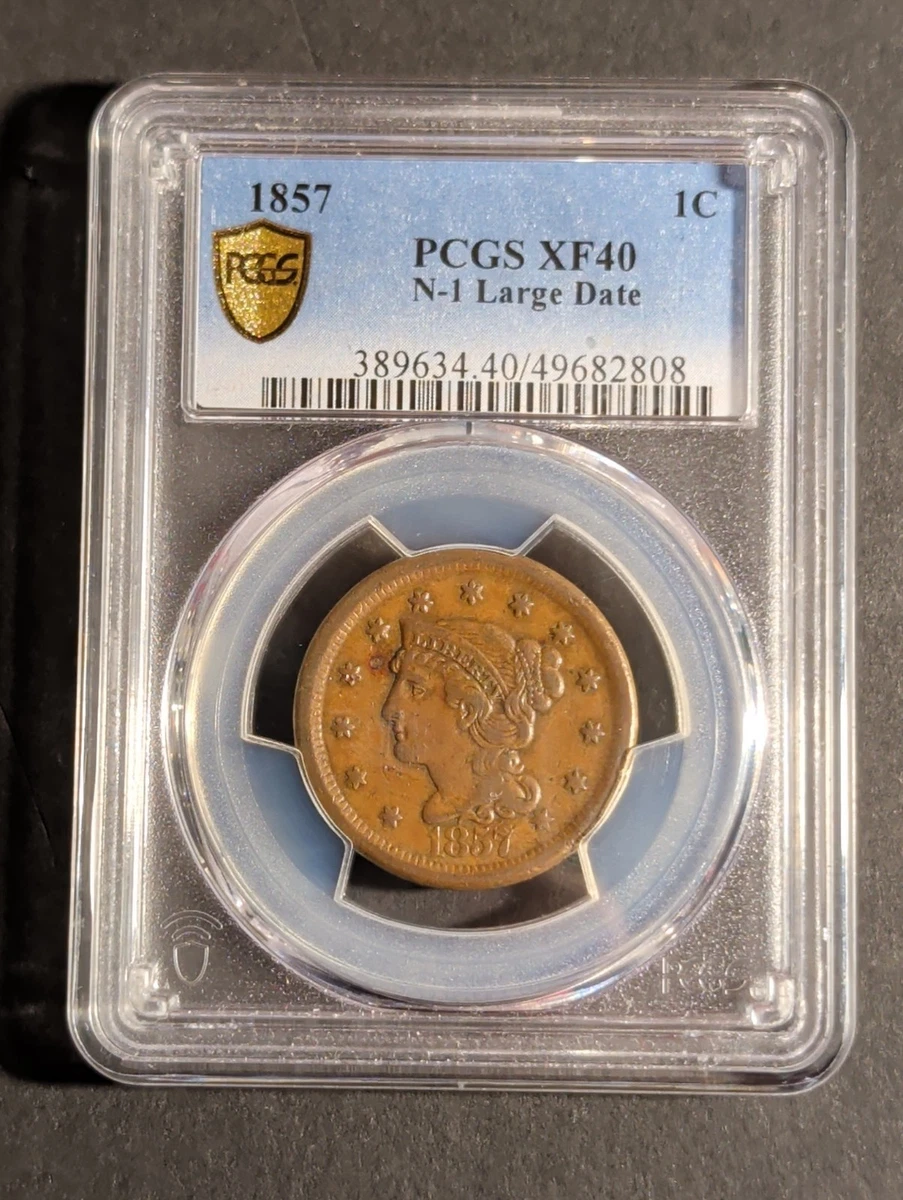 Circulated 1857 Year Braided Hair Large Cents (1839-1857) for sale
