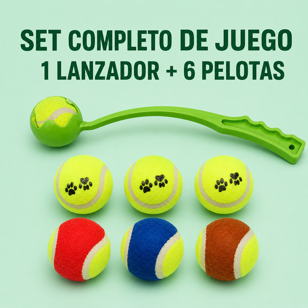 Lanzador para Perros + 6 Pelotas +