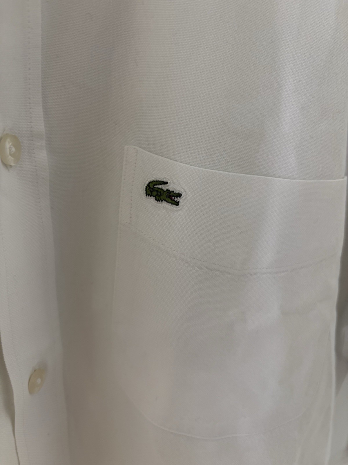 Lacoste White Men's Regular Fit Short Sleeve Oxford Shirt Size 45 100% cotton thumbnail 4