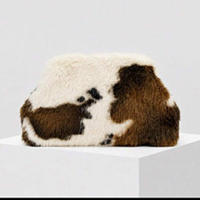 Autumn Vintage Cow Print Clutch Bag, Bridal Party Bag, Holiday Bag,