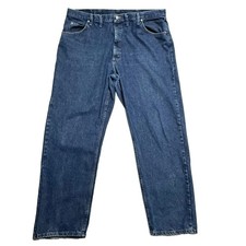 Wrangler Mens Relaxed Fit Jeans Size 44 X 32 Blue Wash Work Cowboy Ranch Horse