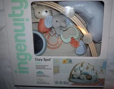 Ingenuity Cozy Spot Duvet Activity Gym with Self-Storage, Machine Washable Mat