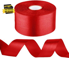 1-1/2 Inch Red Ribbon for Gift Wrapping, Satin Fabric Ribbon for Crafts, Christm