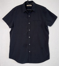 Reaction Kenneth Cole Men's Med Button Down Black Collared Shirt Business Casual