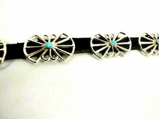 Vintage Navajo Ladies 9 Section Turquoise Concho Belt Sterling Silver