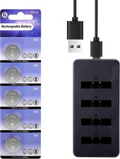 CR2025 Rechargeable Battery with Charger 3V Coin Button Cell Lithium-ion Batteri