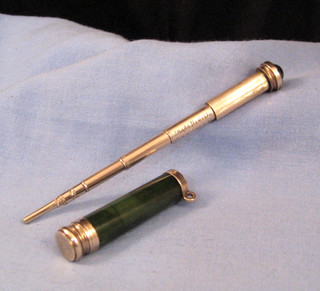 FRANK HYAMS ANTIQUE GOLD NEPHRITE JADE DIAMONDS MECHANICAL PROPELLING PENCIL