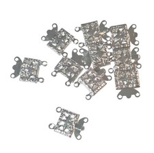 Lot Of 10 Silver Plate 2-strand Box Clasps Fo...