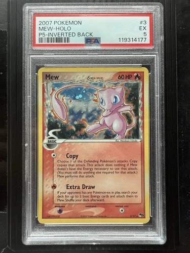 Pokemon Mew Delta Species 3/17 POP Series 5 Holo Inverted Back Error PSA 5