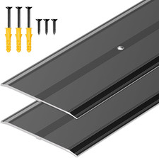 Aluminum Floor Transition Strip for Carpet & Tile - 36" Black (2 Pcs)