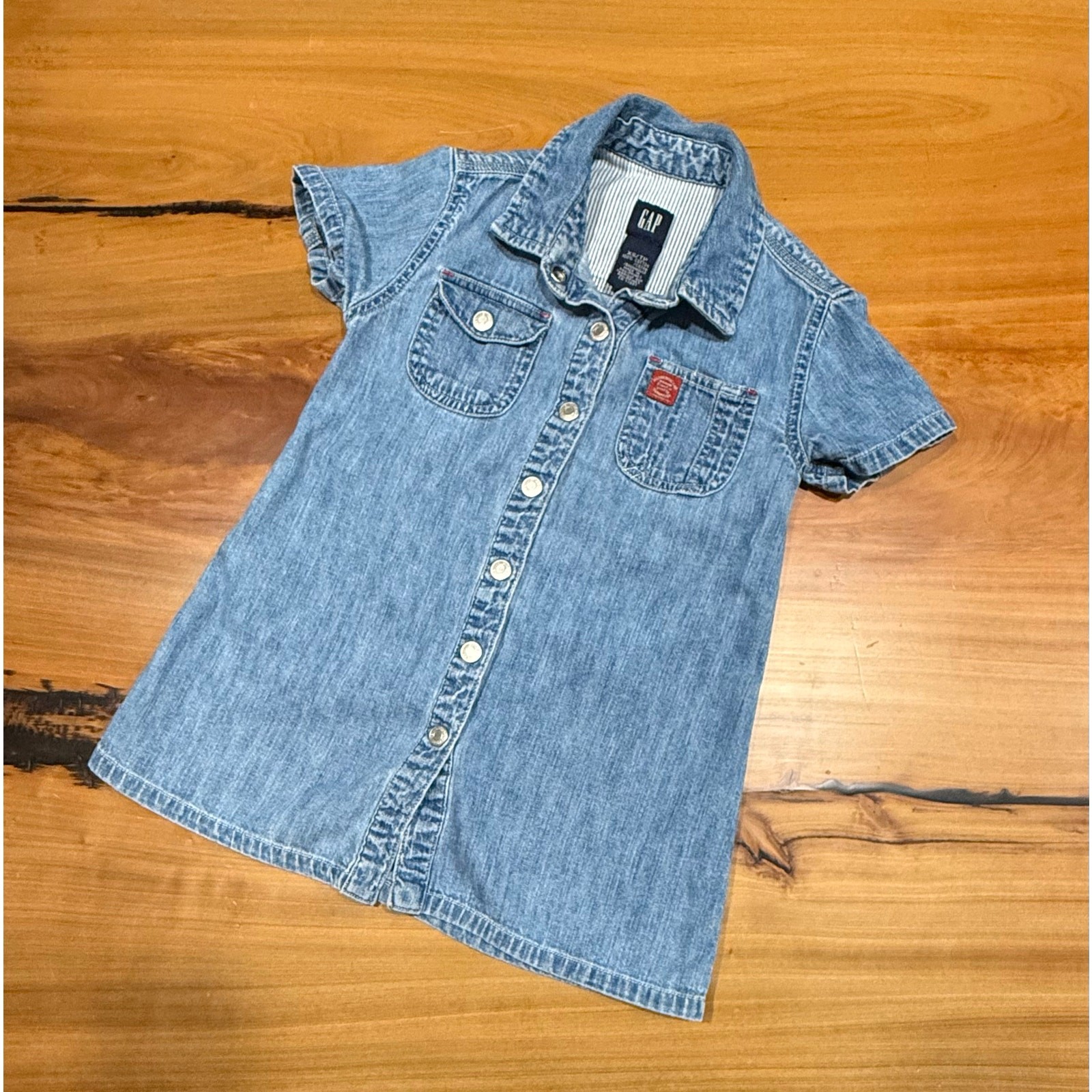 Gap Kids Denim Blue Jean Dress Snap Front XS 4 5 4t 5t