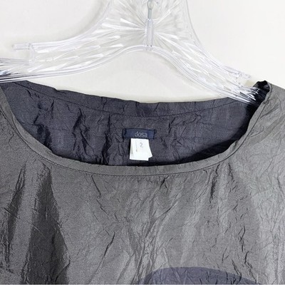 Dosa Tunisian Top (Sz 2 = S/M) Crinkled 100% Silk Long Sleeve
