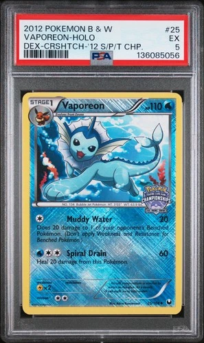 2012 POKEMON BLACK & WHITE DARK EXPLORERS #25 VAPOREON-HOLO PSA 5