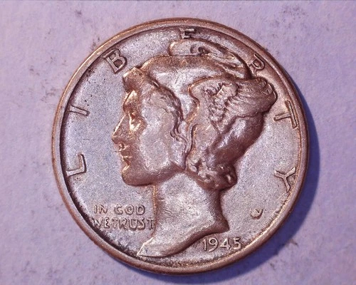 1945-D  Mercury Head Silver Dime   VF+  **129-6A