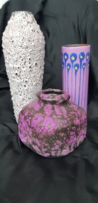 3 Vase Keramik Pop Art Fat Lava Pink Purple Wächtersbach u.a. - Bild 1 von 4