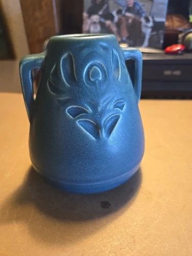 Rookwood 1914 Matt Blue Green Vase Pottery Antique Art Deco Arts & Crafts 1885