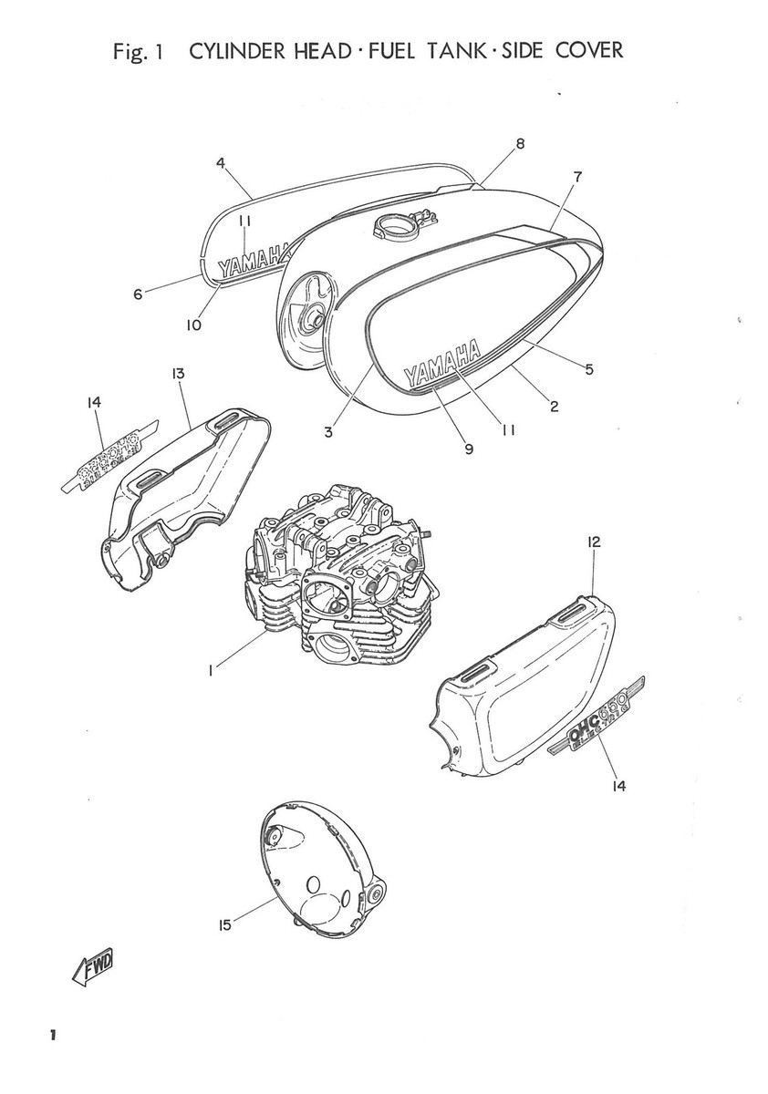 再度出品!ヤマハXS650Ｅ一台分部品 YAMAHA Parts Manual XS650 B 1975 Replacement Spares Catalog List