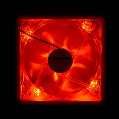 EVO LABS 120mm Red LED PC Case Fan Quiet 12cm 3-Pin Connector 31CFM 12v 1000RPM