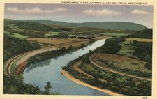 1940's-1960's Linen Postcard The Potomac Panorama from Capon Mountain, West Va.
