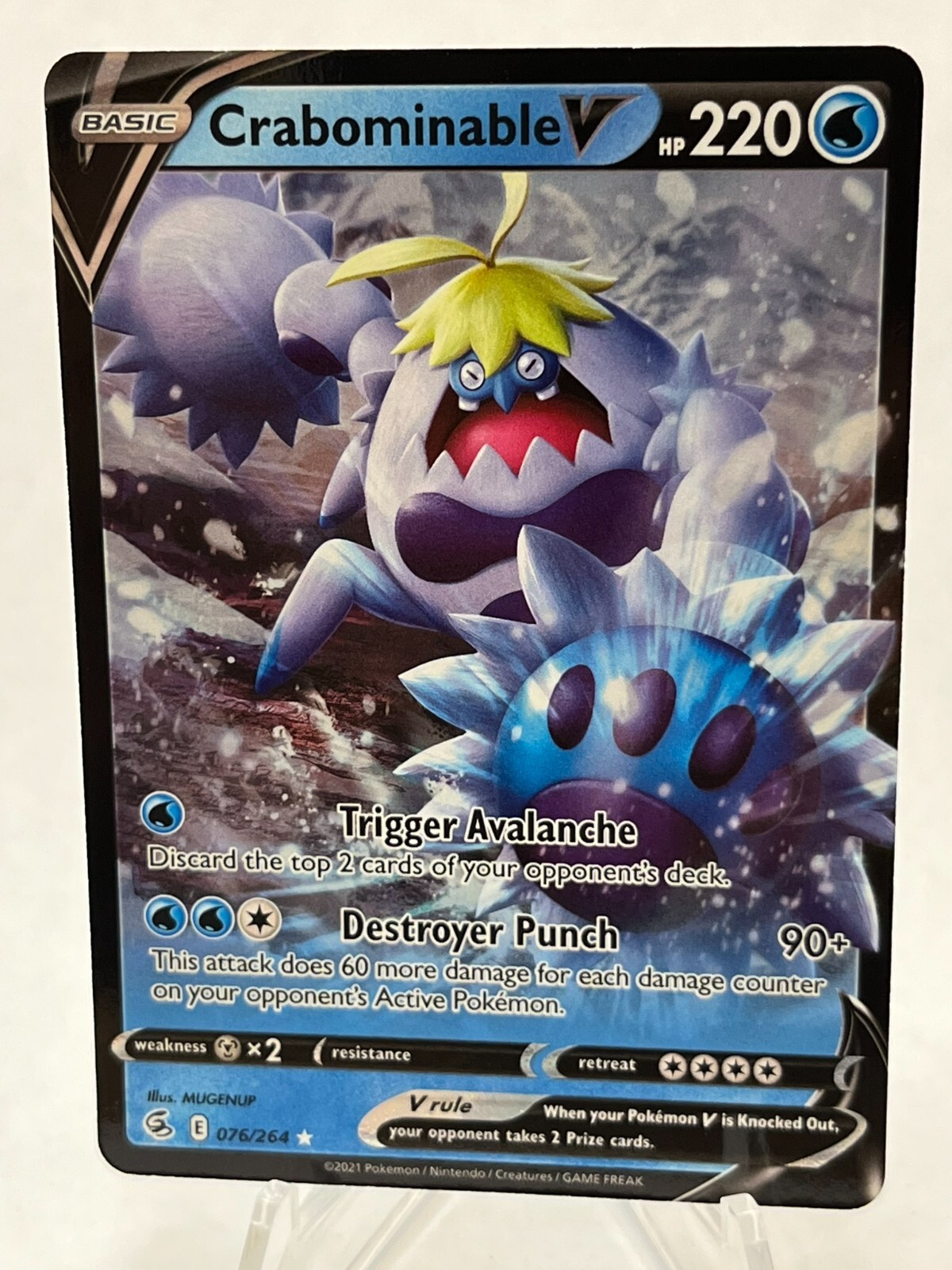 Crabominable V 076/264 Ultra Rare Holl Fusion Strike Pokemon Card NM