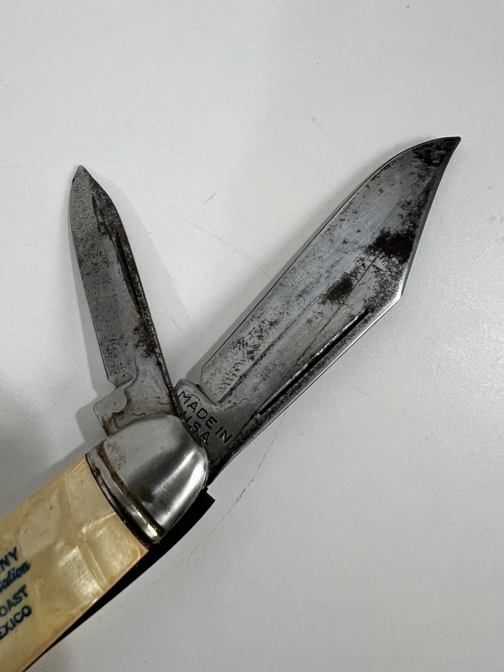 Navaja de Bolsillo Vintage Imperial EE. UU. 2 Hojas Empuñaduras de Perla con Anuncio ZEP Foto 3 de 4