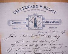 HAMELN 1897, GELLERMANN & HOLSTE - Cigarren & Tabak Fabriken, Litho Rechnung