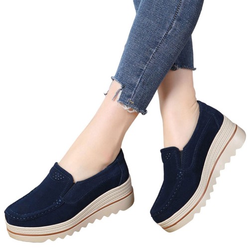 Womens Casual Shoes Platform Ladies Slip On Loafers Round Toe Sneakers Flat Size - Picture 33 of 49