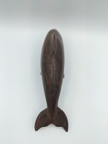 Vintage 11" Eisenholz handgeschnitzt Delfin Skulptur Schwimmen Ozean Flipper Holz - Bild 5 von 8