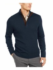TASSO ELBA Dark Navy Textured Quarter Zip Kni...