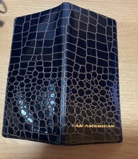 Vtg Pan American Airlines Brown Faux Alligator Ticket Holder Folder Made in USA