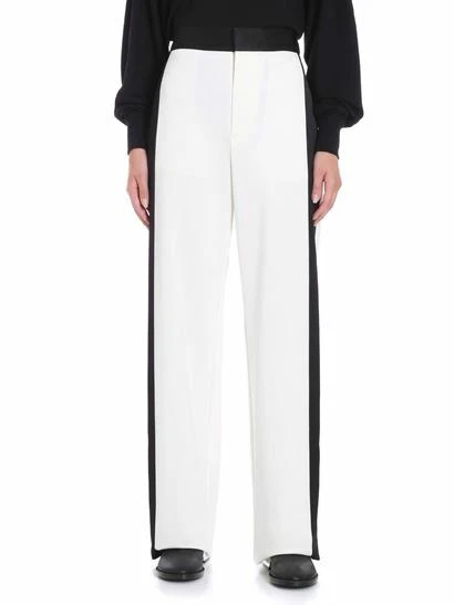 MM6 Maison Martin Margiela Wide Leg White Pants Side Stripe SZ 46 IT New $1,000