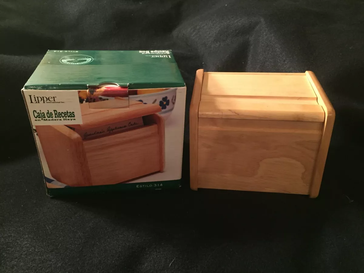 New Lipper Beechwood Wooden Recipe Box