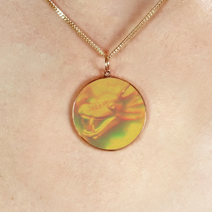 9ct Gold Hologram Pendant - Chinese Dragon (Small) + 20"" Chain