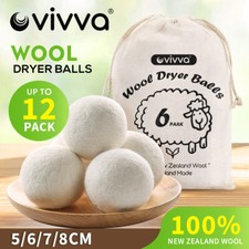 12X 100% New Zealand Wool Dryer Balls Drying Fabric Softener Clothes 5/6/7/8cm