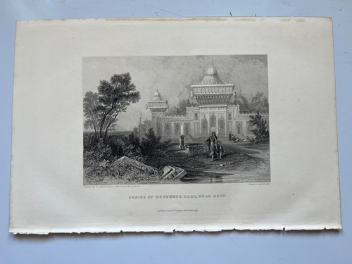 View of the Shrine of Muhummed Kahn neer Deeg India antique engraving 1856