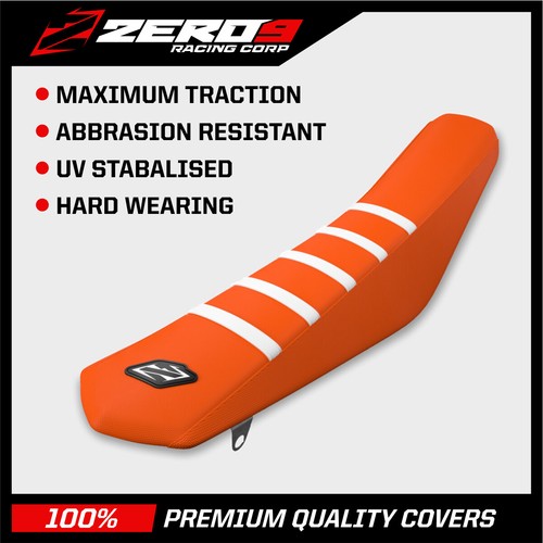 KTM Ribbed Gripper Seat Cover SX SXF 19-22, EXC-F 20-22, XC XC-F 19-22 OR OR WH - 第 1/1 張圖片