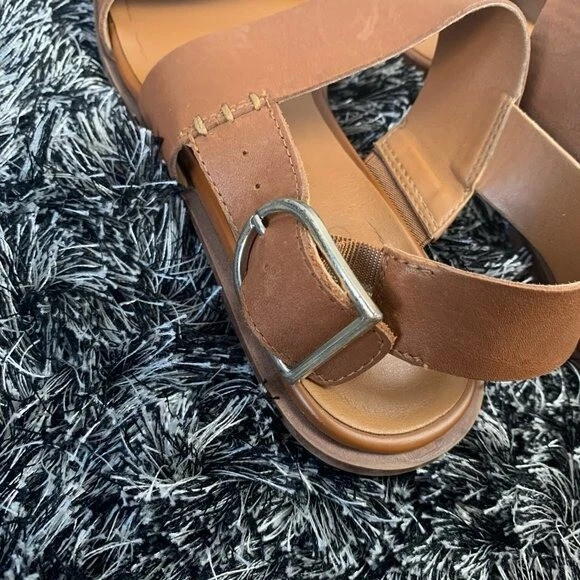 Franco Sarto Brown Strap Flat Sandals eBay