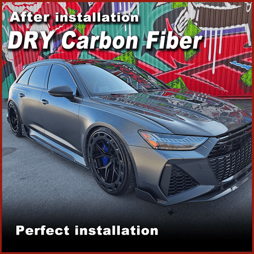 For Audi RS6 RS7 C8 Avant Wagon 19+ Dry Carbon Side Skirt Extension Lip Spoiler - Picture 2 of 17