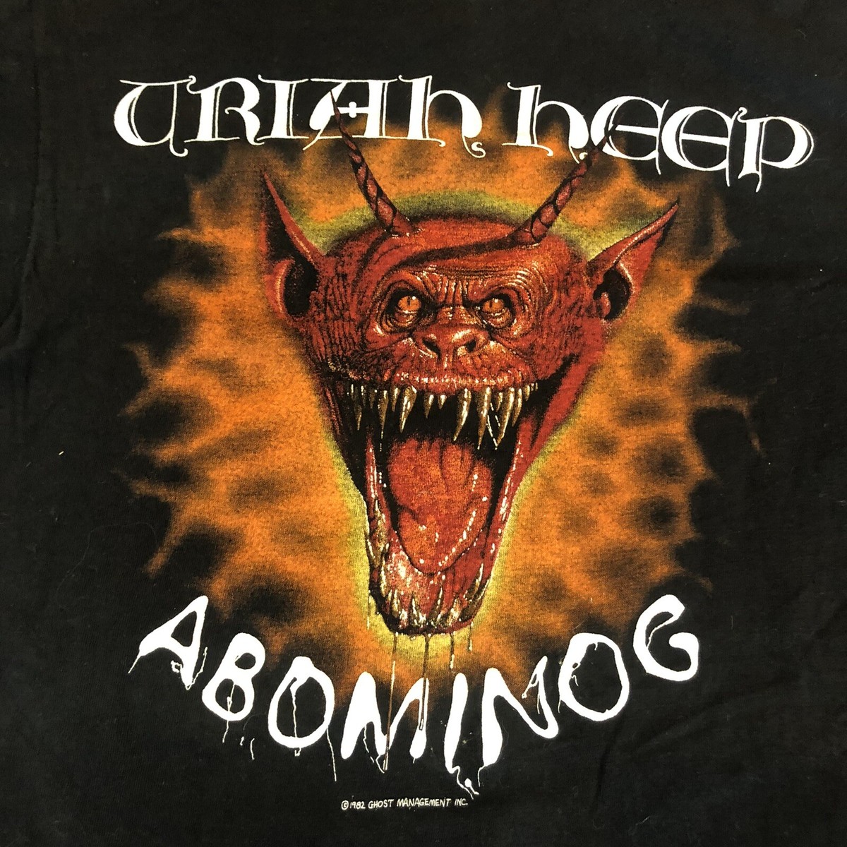 80s Uriah Heep ABOMINOG 1982 ツアーT Vintage Uriah Heep Abominog t shirt 1982 Concert Tour Tee Medium