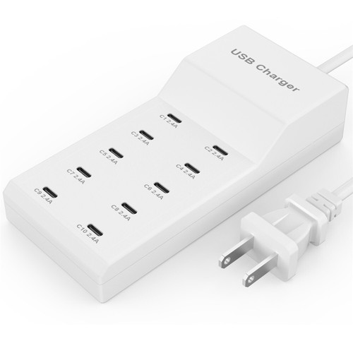 New 10 Ports Multi USB C Charger Type-C Fast Charging Station Adapter For iPhone - Afbeelding 1 van 7