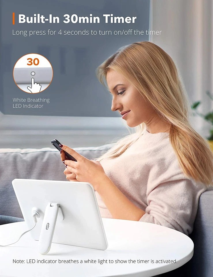 TaoTronics Lampe de luminothérapie professionnel ultra fine, sans UV, 10 000 lux - Image 4 of 4