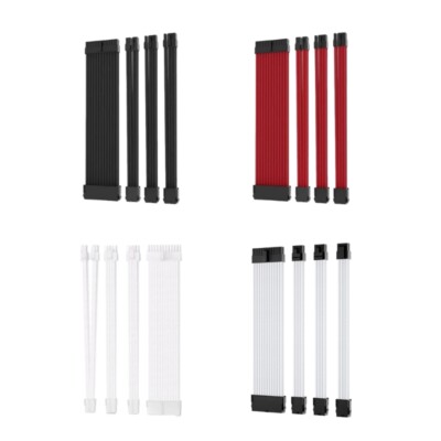 PC Power Supply Sleeved Cable Extension Kit, 30CM ATX24Pin PCIE 8Pin CPU 4+4Pin