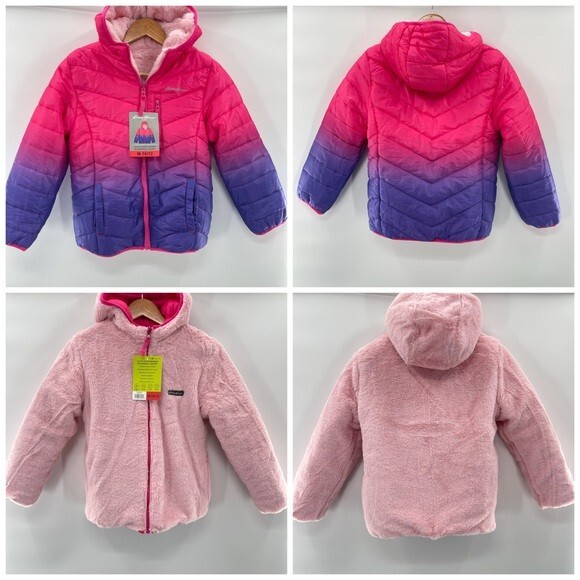 Eddie Bauer Deer Harbor Reversible Puffer Coat Jacket (Pinks, L-14