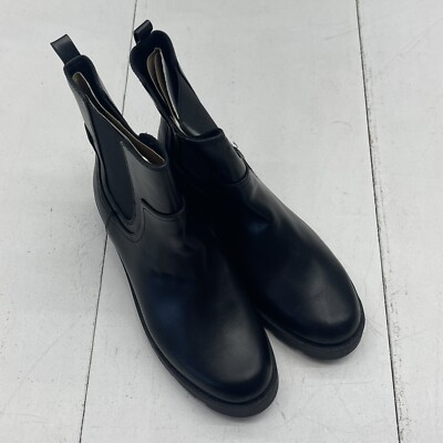Old Navy Black Faux Leather Chunky Chelsea Boots Women's Size