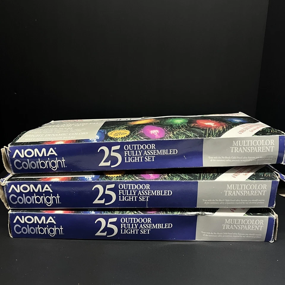 Juego de 3 NOMA Antiguo Color Brillante 25 Luces Exterior Conjunto Multicolor Foto 3 de 4