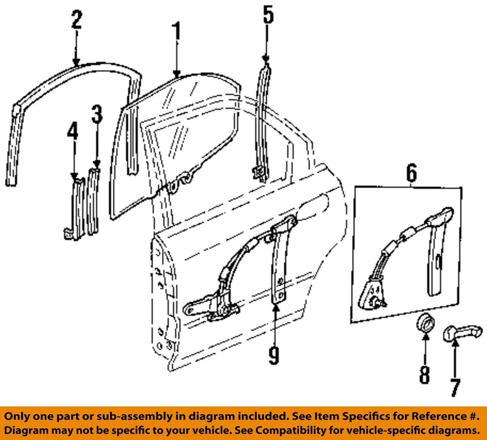 Puerta trasera izquierda cristal OEM 1994 1995 1996 1997 Honda Accord Foto 3 de 4