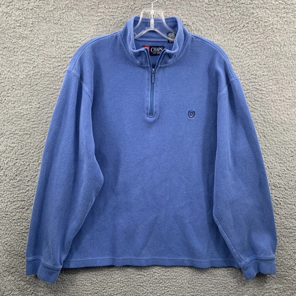 Chaps 1/4 Zip Pullover Mens Large Sweater Long Sleeve Knit Quarter Zip Adult L - Image 2 of 4