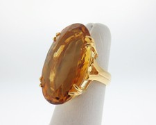 HUGE 35.00cts Natural Citrine Solid 18k Yellow Gold Cocktail Ring Fine Jewelry