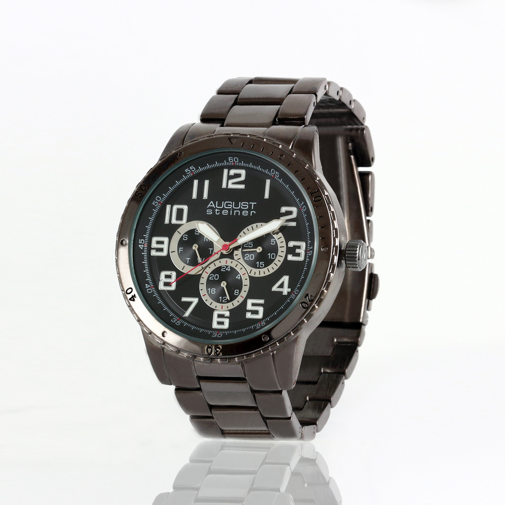 August Steiner Men's AS8060BK Quartz Multi-Function Bracelet Watch